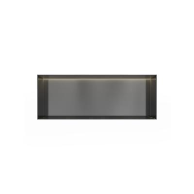 Hotbath &MORE Inbouwbox of inbouwnis - 30x80x10 - frameless + LED - Geborsteld gunmetal PVD BOX080FLBGP