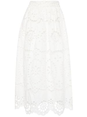 ZIMMERMANN jupe mi-longue Lexi à broderies - Blanc
