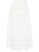 ZIMMERMANN Lexi embroidered linen midi skirt - Blanc - thumbnail