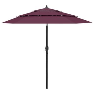 Parasol 3-laags met aluminium paal 2,5 m bordeauxrood