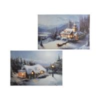 Kerst canvas LED 38x28cm