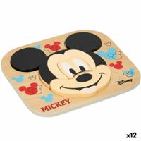 Houten Kinderpuzzel Disney Mickey Mouse + 12 Maanden 6 Onderdelen (12 Stuks)