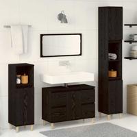 Badkamermeubelset 3 pcs Zwart 30 x 30 x 180 cm Bewerkt hout