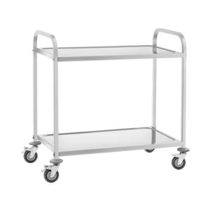 Serveerwagen RVS - 2 legborden - tot 160 kg - 2 remmen