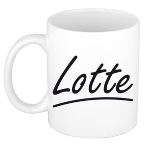 Lotte voornaam kado beker / mok sierlijke letters - gepersonaliseerde mok met naam   -