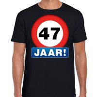 Stopbord 47 jaar verjaardag t-shirt zwart voor heren