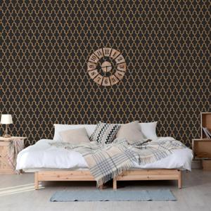 DUTCH WALLCOVERINGS behang geometric zwart en goudkleurig