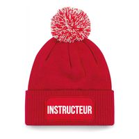 Instructeur muts met pompon - unisex - one size - rood One size  -
