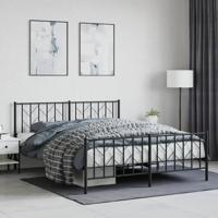 Bedframe met voetbord zonder matras metaal zwart 160x200 cm