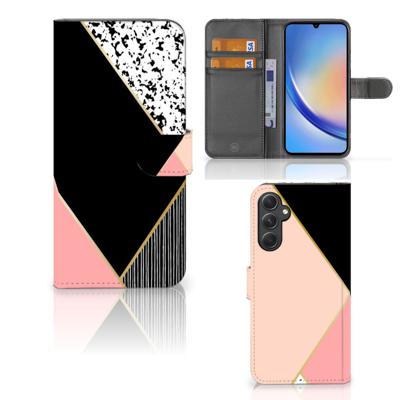 Samsung Galaxy A24 4G | Book Case | Zwart Roze Vormen