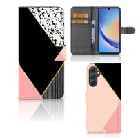 Samsung Galaxy A24 4G | Book Case | Zwart Roze Vormen
