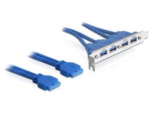 DeLOCK 2 x USB 3.0 19-pin - 4 x USB 3.0-A USB-kabel 0,4 m USB 2.0 USB A Blauw