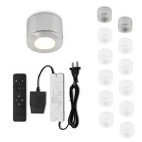Set Led opbouwspot met afstandsbediening Parma zilver 3W dimbaar IP44 1-12 stuks