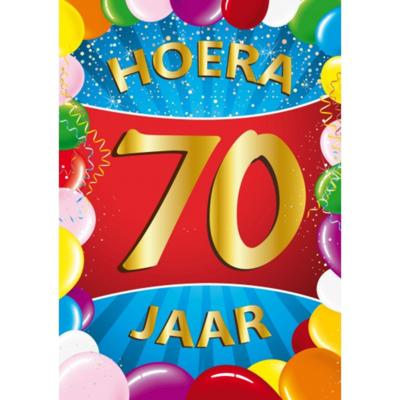 Verjaardag deurposter - 70 jaar - multi - 59 x 84 cm - leeftijd feestartikelen