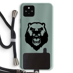 Angry Bear (black): Pixel 5a 5G Transparant Hoesje met koord