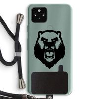 Angry Bear (black): Pixel 5a 5G Transparant Hoesje met koord