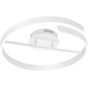 LED Plafondlamp - Plafondverlichting - Trion Prigon - 37W - Natuurlijk Wit 4000K - Dimbaar - Rond - Mat Wit - Aluminium