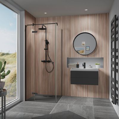 Ben Vivid douchecabine linksdraaiend 100x90cm Mat zwart