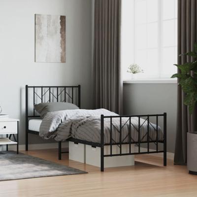Bedframe met hoofd- en voeteneinde metaal zwart 80x200 cm
