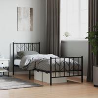 Bedframe met hoofd- en voeteneinde metaal zwart 80x200 cm