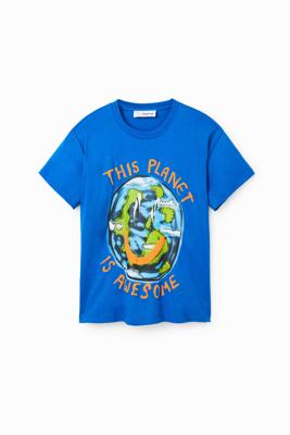 Oversized T-shirt Planet - BLUE - 3/4