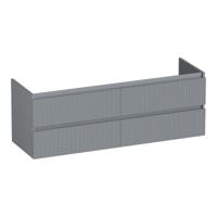 Brauer Joy Wavy - Onderkast - 140 cm - met 4 Softclose Lades Greeploos en 2 Sifon Uitsparingen - Mat Grijs