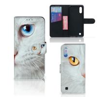 Samsung Galaxy M10 | Telefoonhoesje | Met pasjeshouder | Witte Kat