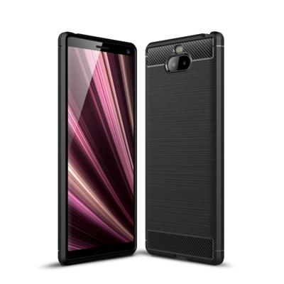 Geborsteld textuur koolstofvezel zachte TPU Case voor Sony Xperia XA3 Ultra(Black)