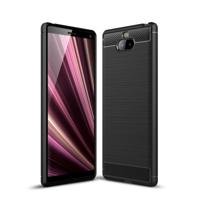Geborsteld textuur koolstofvezel zachte TPU Case voor Sony Xperia XA3 Ultra(Black)