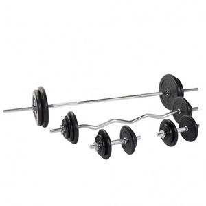 Gorilla Sports Halterset 108 kg - Gietijzer - Rubber - Halterstang met gewichten - 30 mm