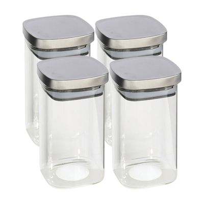 4x stuks voedsel/etenswaren bewaren voorraadpot 1500 ml glas met RVS deksel