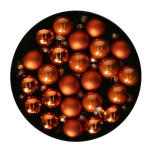 Othmar Decorations Mini kerstballen - 48x stuks - mandarijn oranje - glas - 2,5 cm