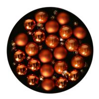 Othmar Decorations Mini kerstballen - 48x stuks - mandarijn oranje - glas - 2,5 cm - thumbnail