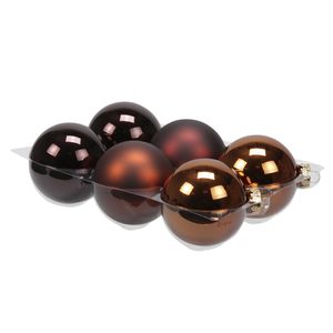 Othmar decorations Kerstballen - 6x st - mahonie bruin - 8 cm - glas   -