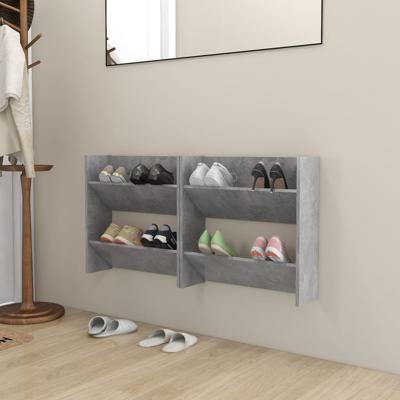 Wandschoenenkasten 2 st 60x18x60 cm spaanplaat betongrijs