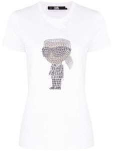 Karl Lagerfeld t-shirt Ikonik à ornements strassés - Blanc