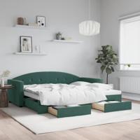 Slaapbank onderschuifbed en lades 90x200 cm fluweel donkergroen