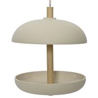 Vogel voedersilo hangend - beige - bamboe hout - 21 x 25 cm