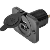 IWH USB dubbel inbouwstopcontact 12/24 Volt 21100 mA Stroombelasting (max.): 2.0 A 12 of 24 V= - thumbnail