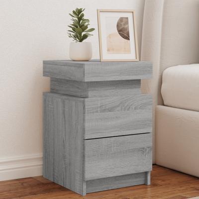 Nachtkastje met LED-verlichting 35x39x55 cm grijs sonoma eiken