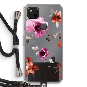 Geschilderde bloemen: Pixel 4a Transparant Hoesje met koord