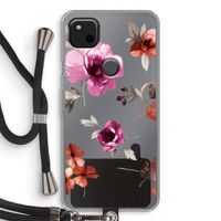 Geschilderde bloemen: Pixel 4a Transparant Hoesje met koord