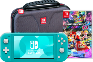 Nintendo Switch Lite Turquoise + Mario Kart 8 Deluxe + Bigben Beschermtas
