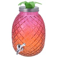 Glazen water/limonade/drank dispenser ananas roze/oranje 4,7 liter - Drankdispensers - thumbnail