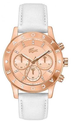 Lacoste horlogeband 2000831 / LC-73-3-34-2491 Leder Wit 20mm + wit stiksel