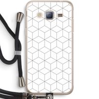 Zwart-witte kubussen: Samsung Galaxy J3 (2016) Transparant Hoesje met koord