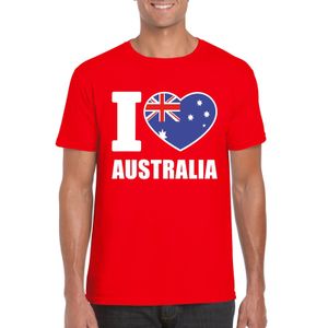 Rood I love Australie fan shirt heren