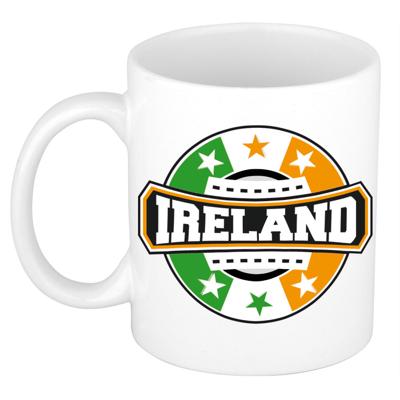 Ierland landen thema koffiemok - keramiek - 300 ml - supporters beker - Cadeau - wit