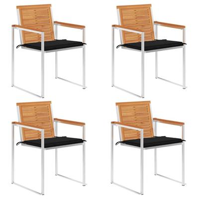Tuinstoelen 4 st met kussens massief acaciahout