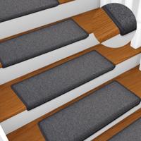 VidaXL Trapmatten 15 st 65x21x4 cm donkergrijs rechthoekige rand